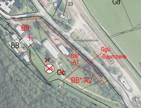 Situierung und Widmung der Flächen im Ökopark Freiland